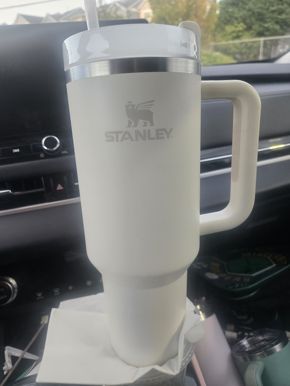 Stanley Cream Travel Mug with Handle
